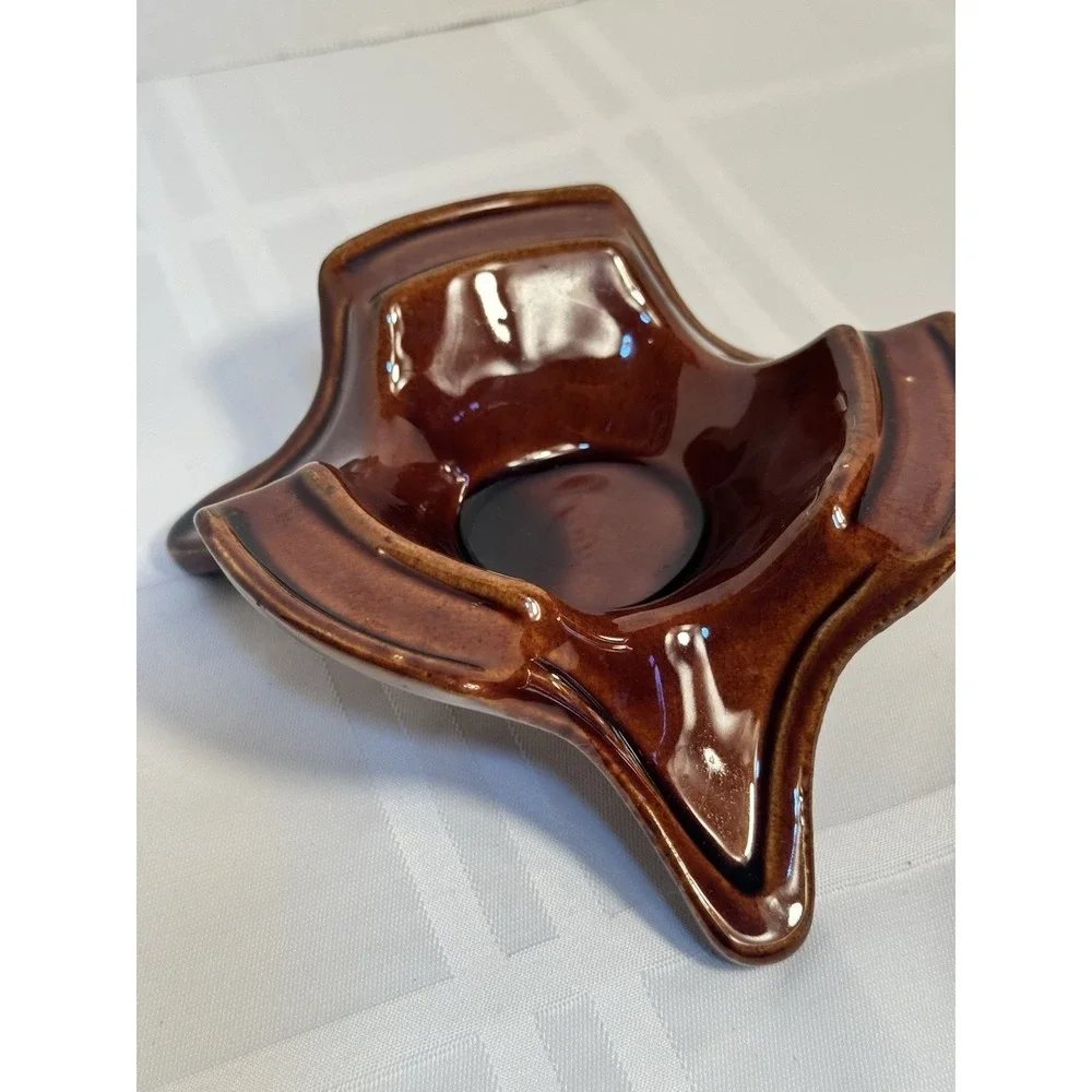 Vintage Kathy Kale USA Brown Glaze Pottery‎ Candle Warner/ Tea Light 1960's